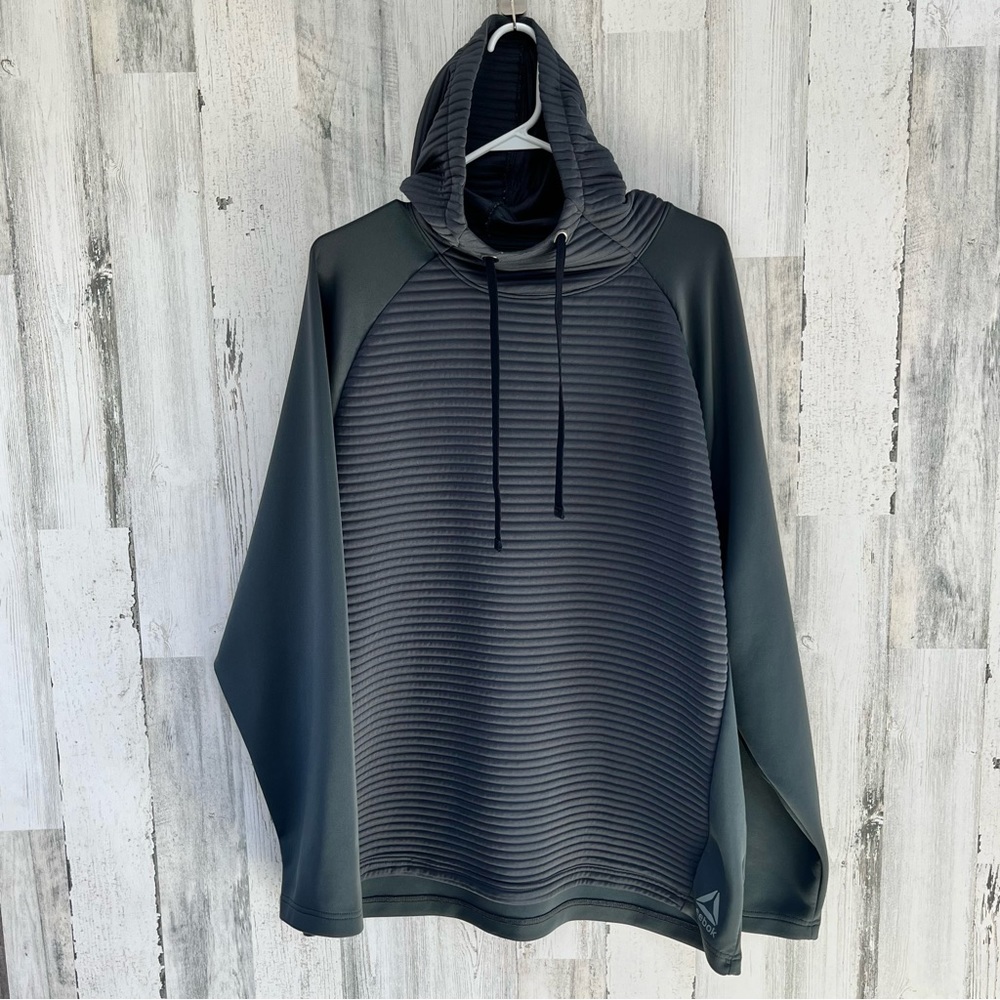 Reebok Men’s Ribbed Pattern Drawstring Hoodie In … - image 1